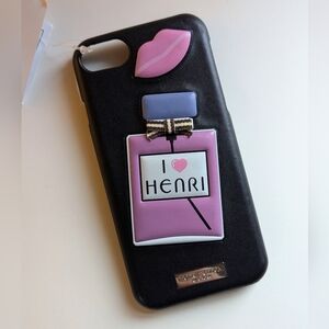 Henri Bendel - Leather Wrapped Black, Pink, and Purple Phone Case - iPhone 6/7
